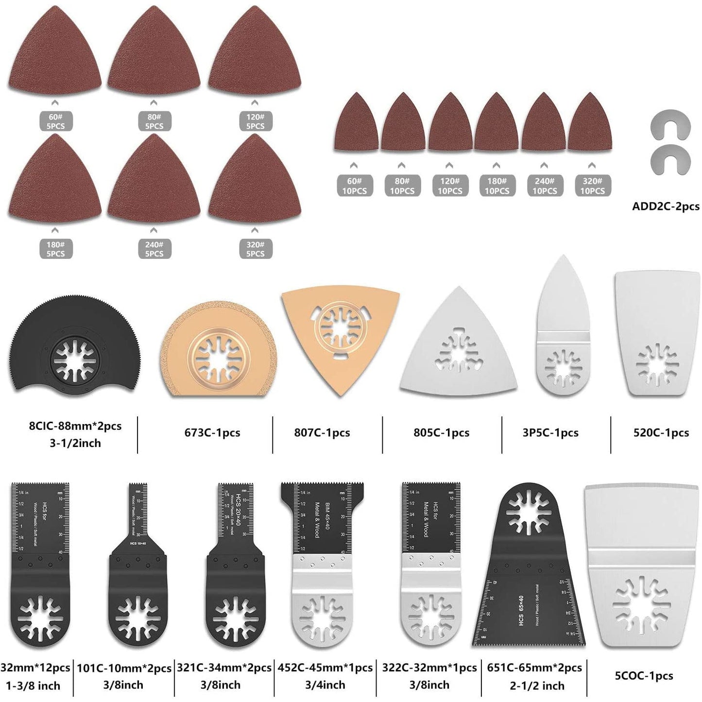 Set accesorii pentru masina multifunctionala oscilanta 120 piese, pentru multiunealta, lame de taiere lemn, metal, plastic, pentru Einhell, Bosch, Fein Multimaster