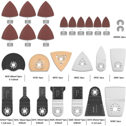 Set accesorii pentru masina multifunctionala oscilanta 120 piese, pentru multiunealta, lame de taiere lemn, metal, plastic, pentru Einhell, Bosch, Fein Multimaster