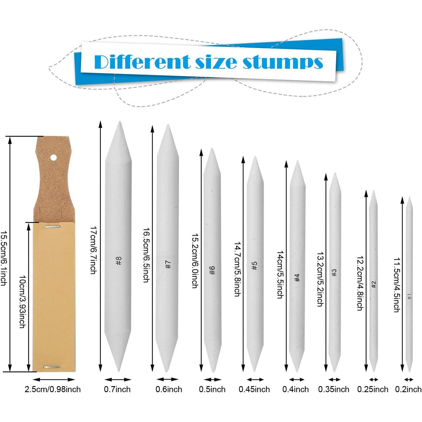 Set estompe, 22 piese, cu 16 creioane de hartie, 2 radiere, 2 smirghel ascutit mina, 2 radiere si prelungitor creion, pentru amestecarea culorilor, desen, schite, cu husa de depozitare