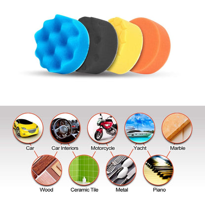 Set de 25 bureti pentru polish 80 mm, cu taler M14 cu discuri de burete si lana, cu adaptor pentru bormasina