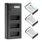 Set de 3 acumulatori LP-E17 1350 mAh 7.2 V cu incarcator triplu cu afisaj LCD, pentru Canon EOS 77D 200D 750D 760D 800D M3 M5 M6