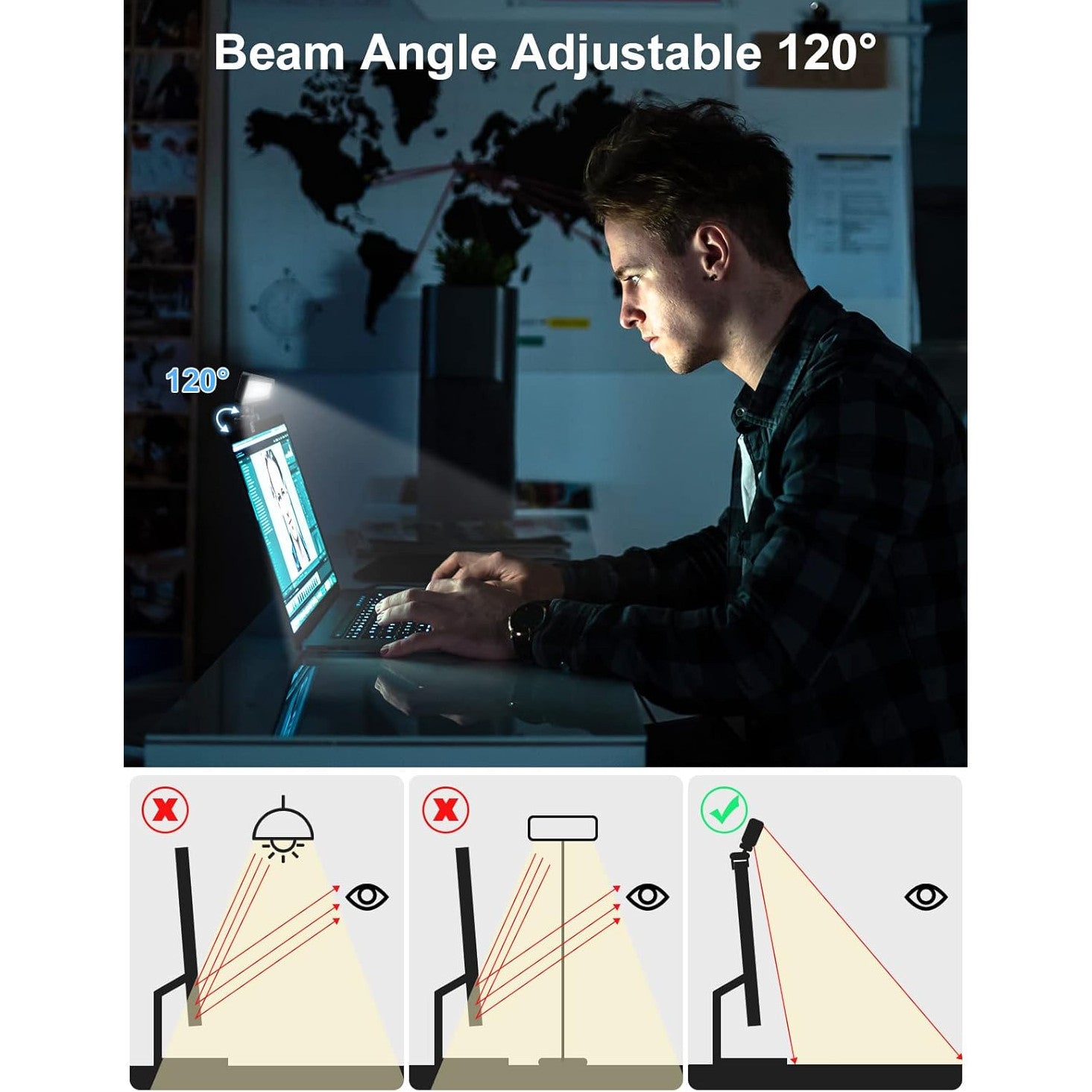 Lampa LED cu trepied, luminozitate reglabila, lampa de masa cu USB, cu protectie pentru ochi, material ABS, 11 niveluri de luminozitate, 2500 K pana la 9000 K, pentru videoconferinte