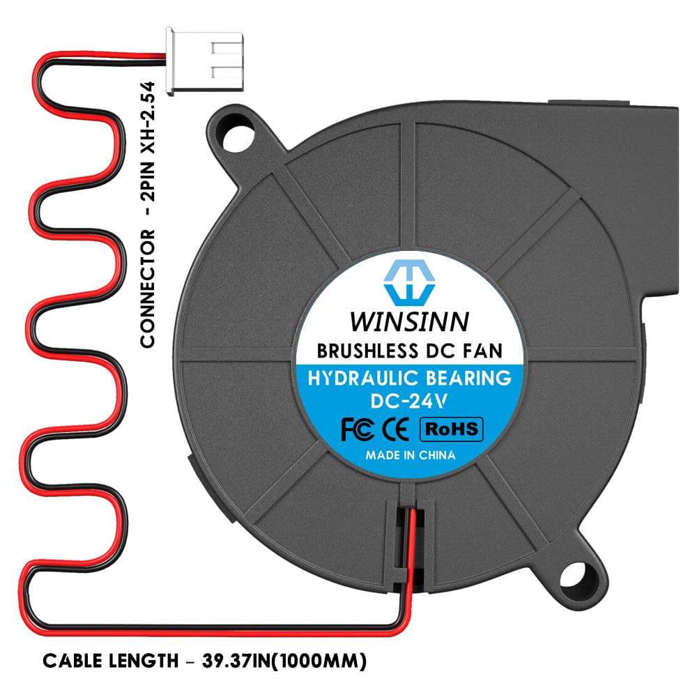 Set 4 motor 24V pentru imprimanta 3D, cu rulment hidraulic, Brushless, 50 x 15 mm, racire turbo, cu conductor de 1 m si conector cu 2 pini, Winsinn 5015