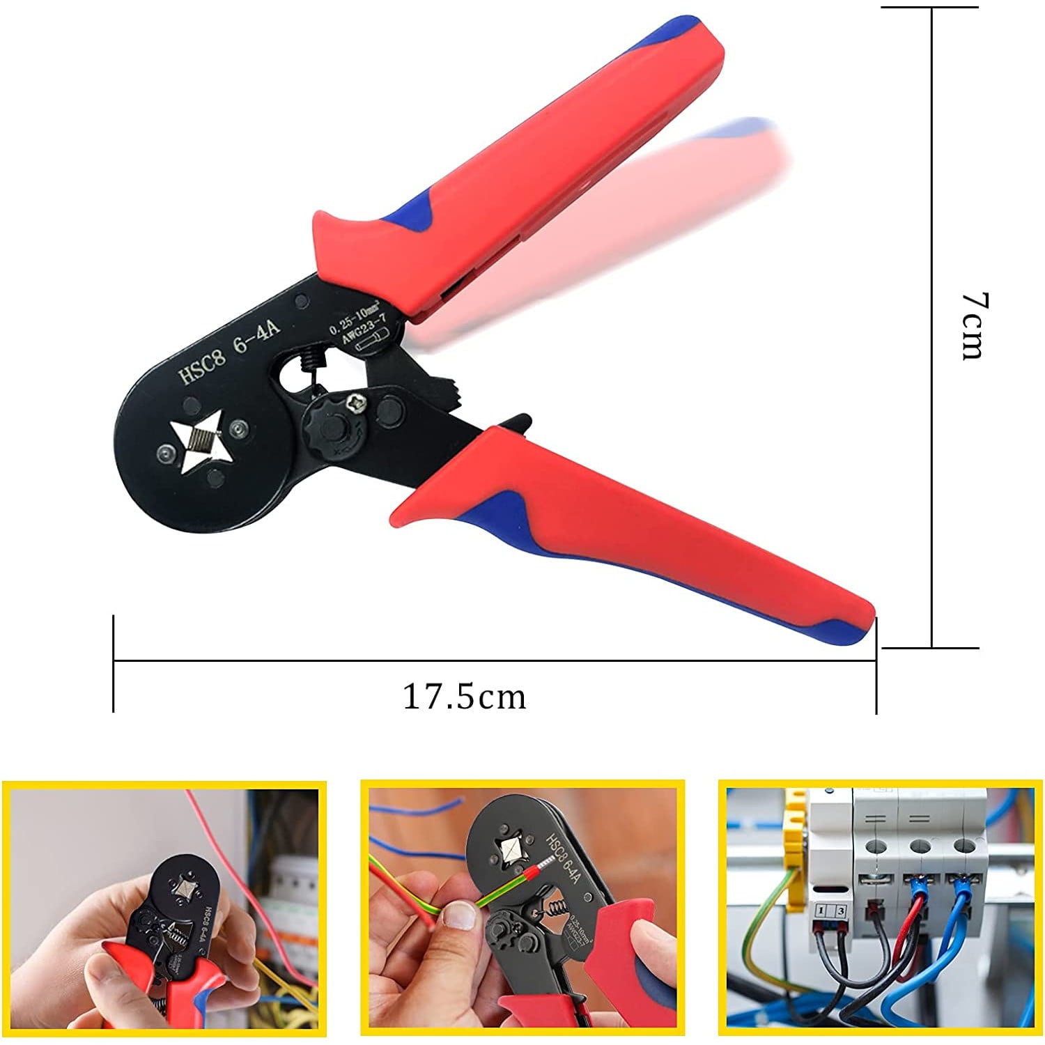 Set cleste de sertizat pini conectori cu 1200 terminale conductori electrici 0,25-10 mm², cu surubelnita, cu 8 tipuri terminale