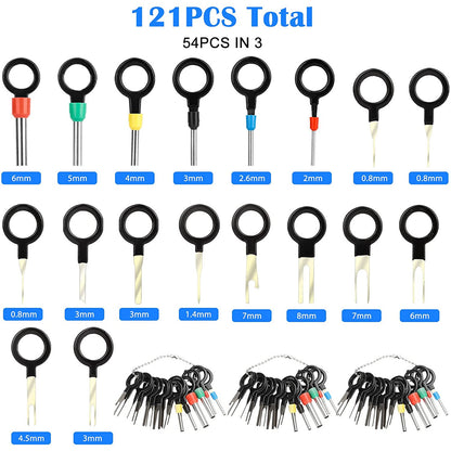 Set 121 extractor pini din mufe auto, instrumente pentru dezasamblare conectori, fara deteriorari de mufe, cu carcasa de protectie