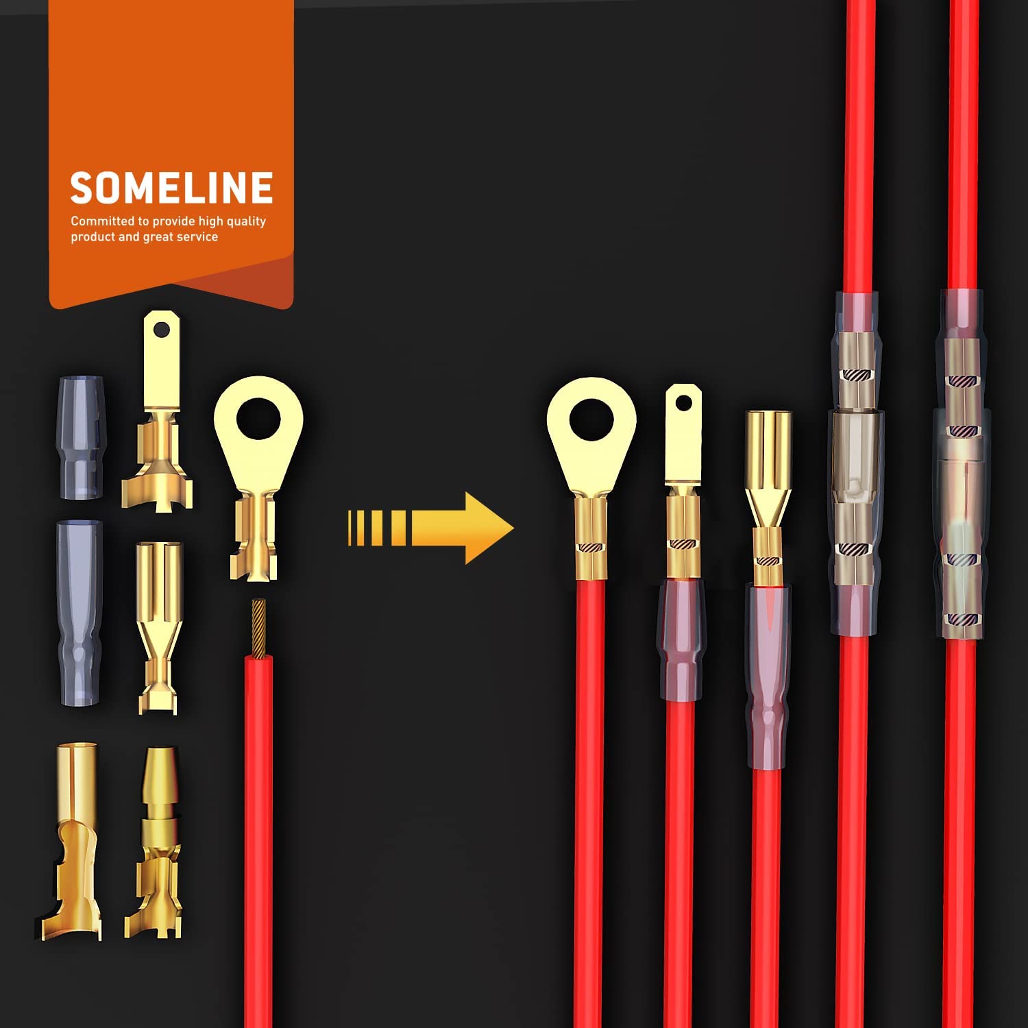 Set cleste de sertizare pini conectori cu 370 terminale conductori 0,25 - 2,5 mm², 20 de tipuri conectori spada, mama-tata cu mansoane de protectie si cleste de dezizolat