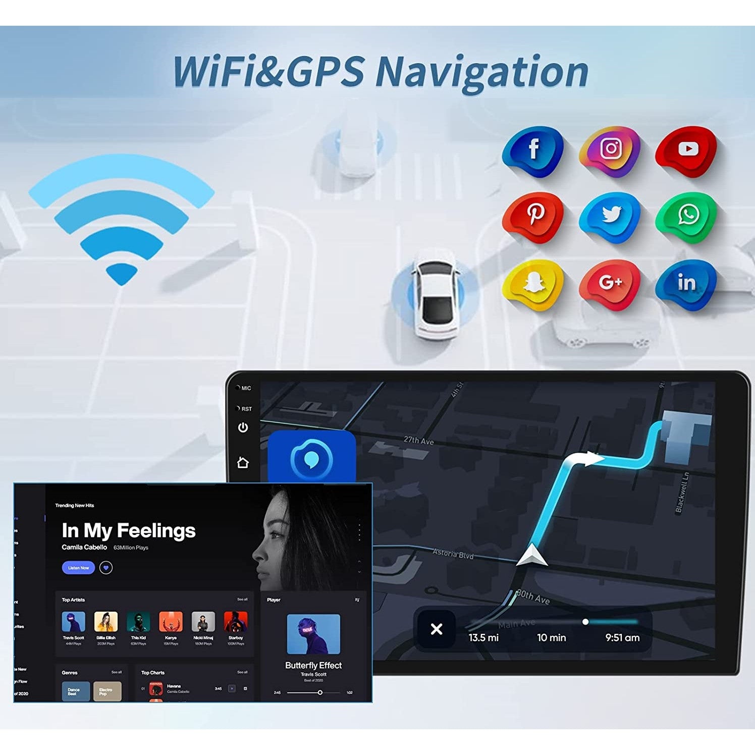 Navigatie pentru VW Passat B8 2015-2019, 2 GB RAM, 32 GB memorie, Android Auto, Carplay, Bluetooth, WiFi, Android 11, ecran HD de 10.1 inch, cu camera marsarier, microfon, antena GPS