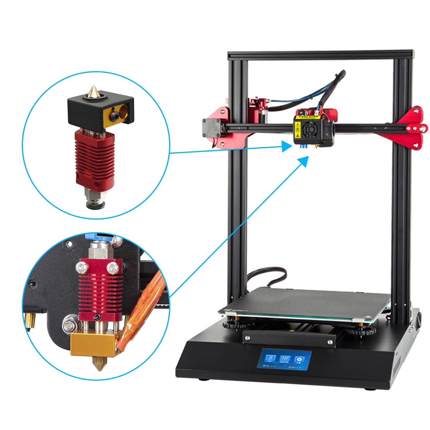Set cap imprimare pentru imprimanta 3D 16 piese, cu 2 extruder hotend, duze MK8, duze V6, conectori PC4-01, 2 capace din silicon, pentru CR-10 / CR10S / Ender 2 / Ender 3 Ender 5