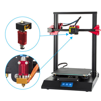 Set cap imprimare pentru imprimanta 3D 16 piese, cu 2 extruder hotend, duze MK8, duze V6, conectori PC4-01, 2 capace din silicon, pentru CR-10 / CR10S / Ender 2 / Ender 3 Ender 5