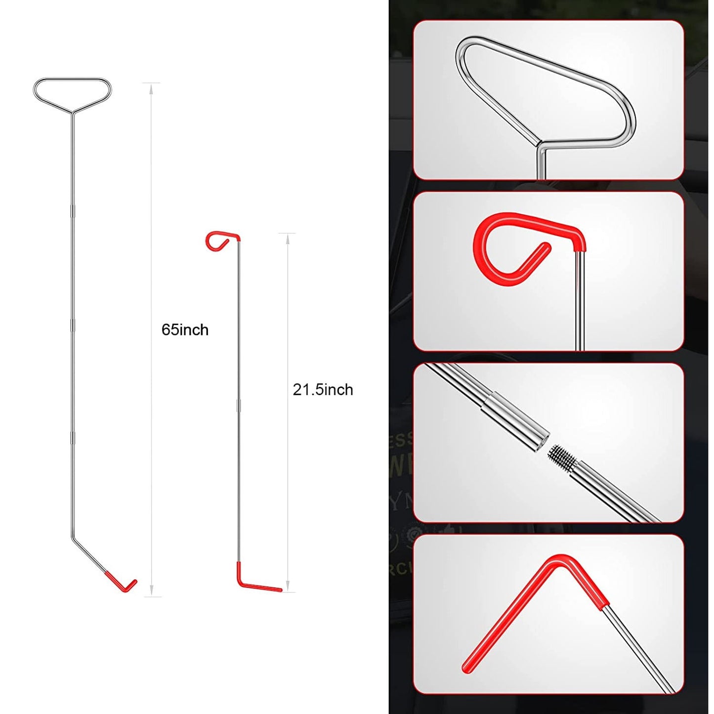 Kit de deblocare portiera auto 16 piese, cu perne de aer, tije cu prelungire, scule demontare plastic si geanta de transport, pentru deschidere usa
