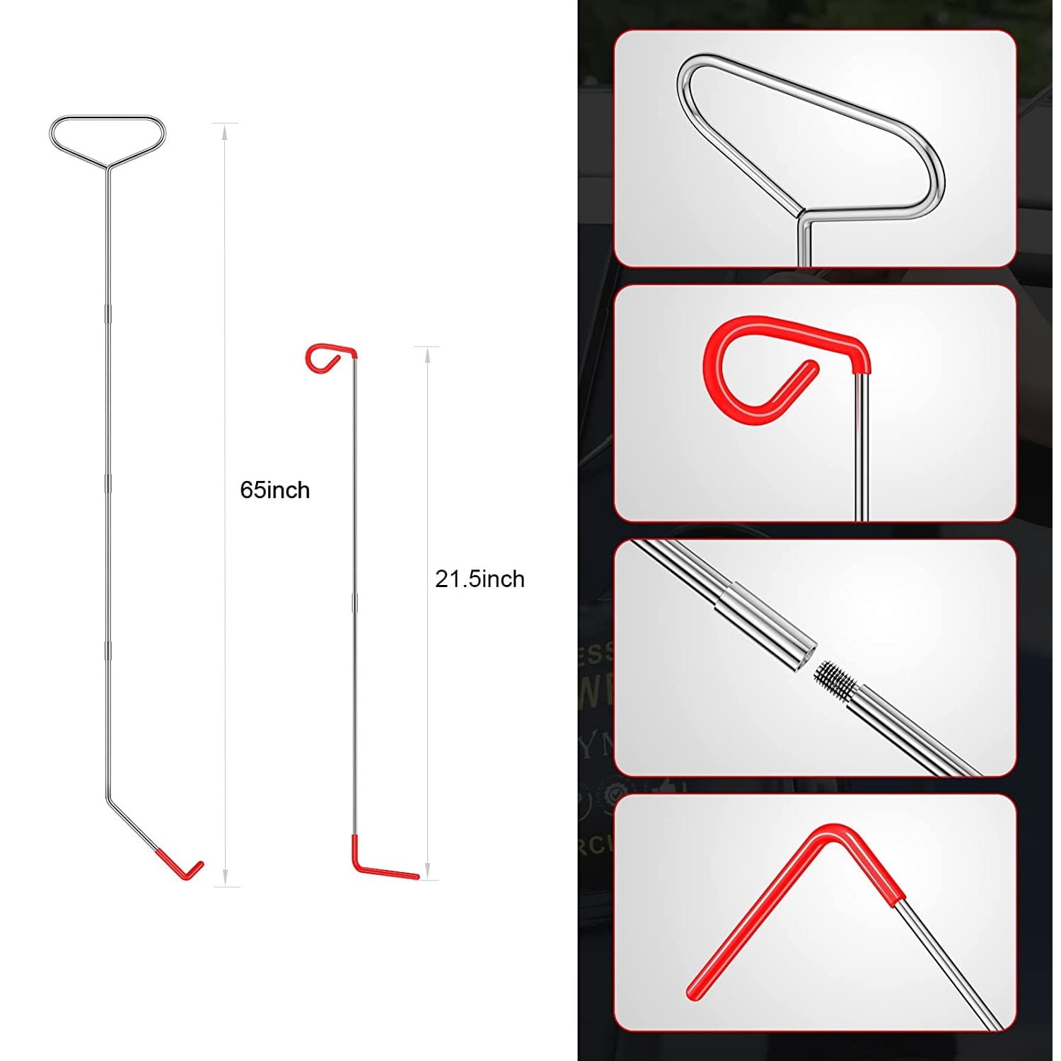 Kit de deblocare portiera auto 16 piese, cu perne de aer, tije cu prelungire, scule demontare plastic si geanta de transport, pentru deschidere usa