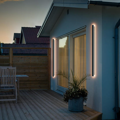 Aplica liniara LED de perete, 120 cm lungime, 35 W, lumina calda 3000 K, impermeabila IP65, corp din metal si abajur acrilic, pentru casa, curte si gradina