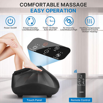 Aparat de masaj Shiatsu pentru picioare cu telecomanda, functie de caldura, role, compresie de aer, temporizator, panou de control cu touch