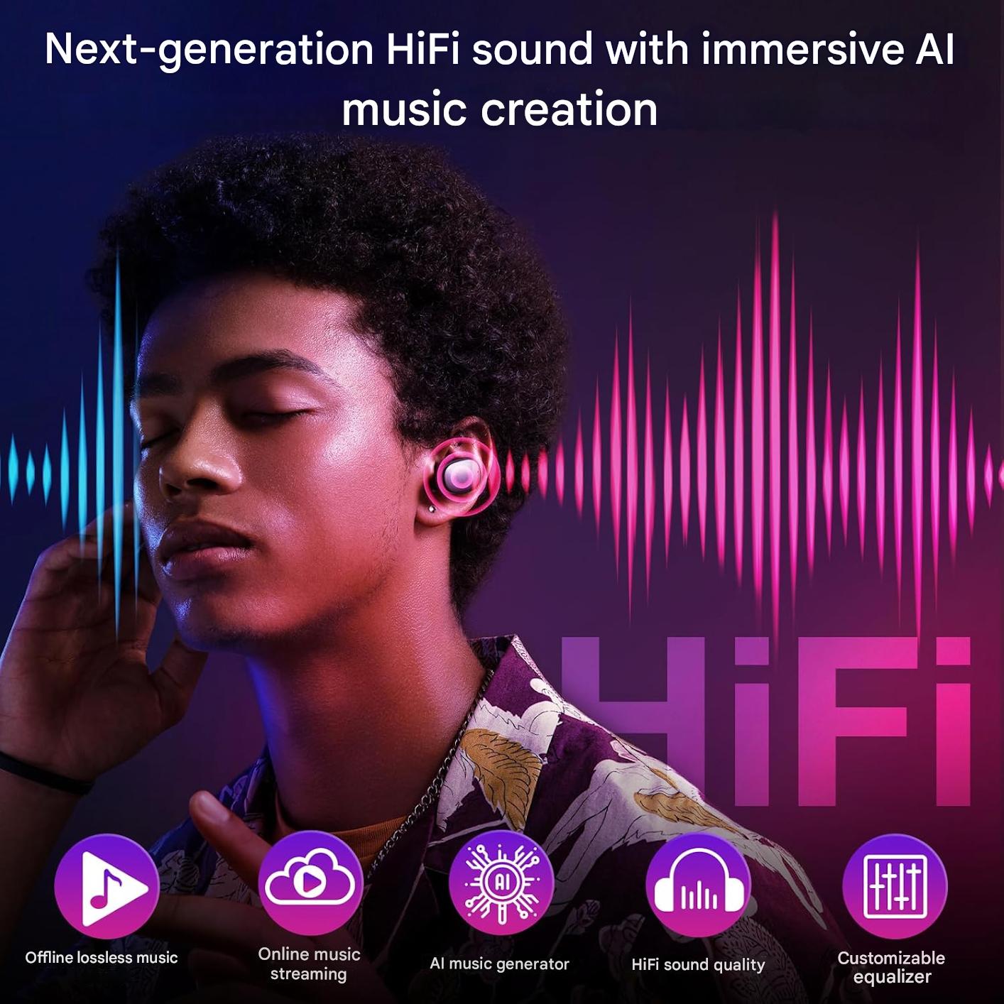 MP3 Player Android 13 192GB (64GB ROM + 128GB Card), Bluetooth 5.0 si WiFi, ecran tactil de 4, 7 inch HD, 4GB RAM, camere frontale si spate, asistent AI, Player muzical si video pentru copii