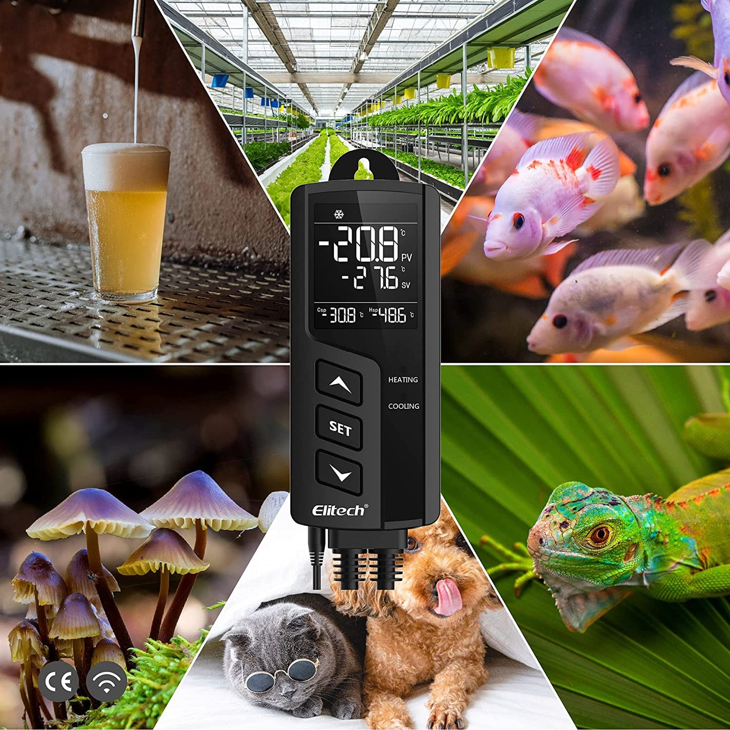 Priza smart cu termostat, WiFi, control prin aplicatie, programabil, comutator racire si incalzire automat, display LCD, STC-1000WiFi