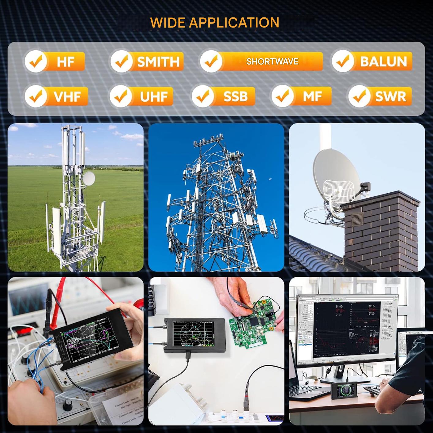 Analizor de retea vectoriala Seesii LiteVNA, banda 50 kHz–6,3 GHz, Slot MicroSD, masurare Smith Chart S, SWR, parametri HF/VHF/UHF, cu touchscreen de 4 inch, intarziere faza, instrument profesionist pentru radioamatori si inginerie RF