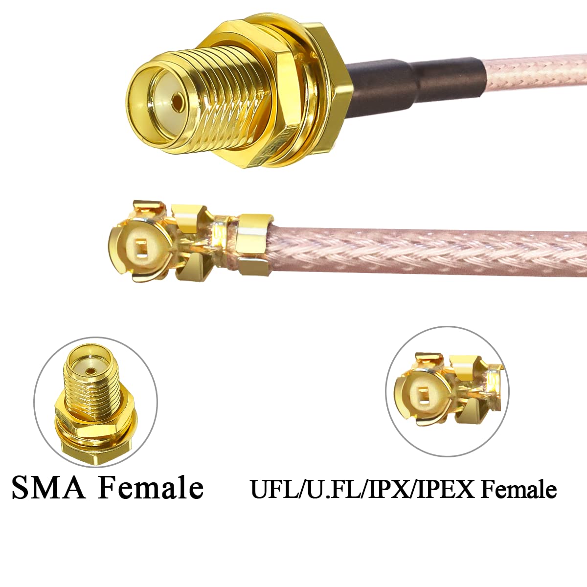 Set 5 cablu adaptor IPX la SMA, SMA tata la UFL/U.FL/IPX/IPEX, cablu coaxial RG178 de 10 cm pentru antena, modul GPS, extensie antena WiFi