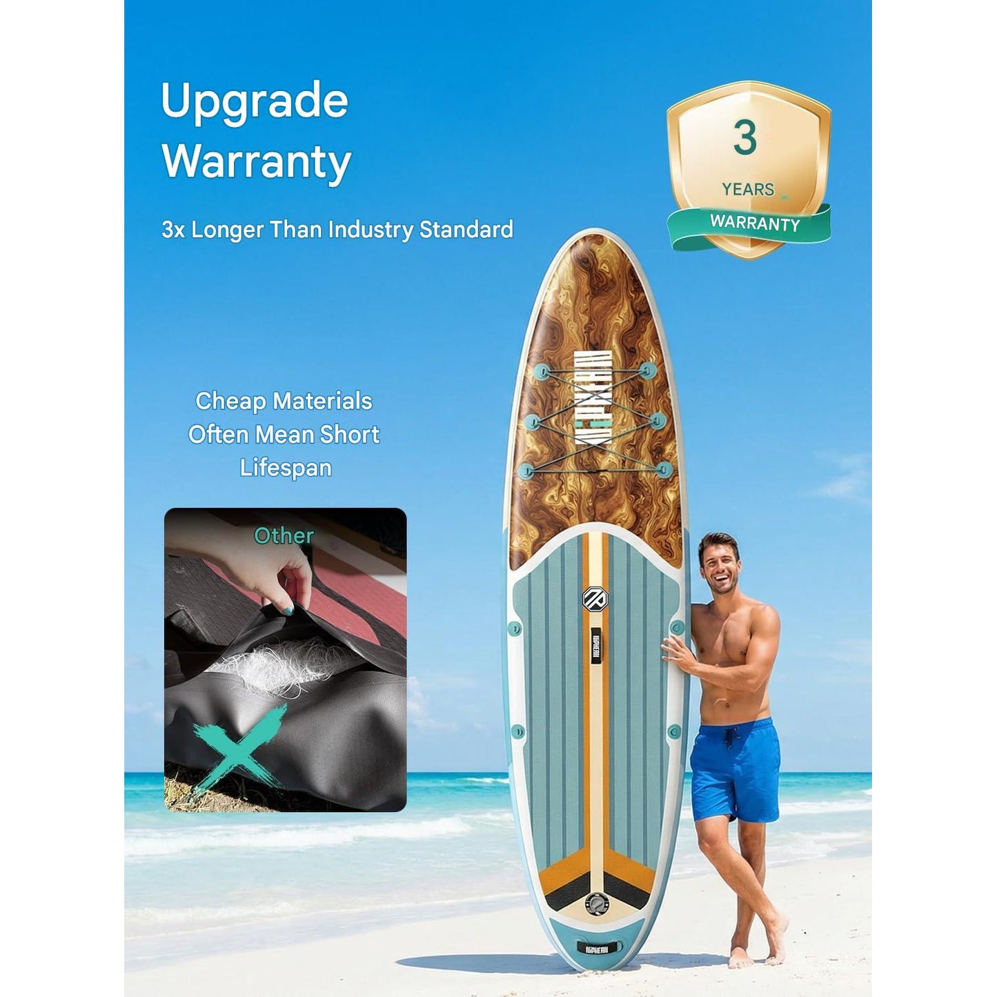 Placa Stand Up Paddle gonflabila Niphean 320 cm, set SUP complet pentru surf, caiac si agrement, cu scaun caiac, vasla reglabila si pompa, capacitate 200 kg, PVC rezistent, platforma EVA antiderapanta, pentru adulti si incepatori