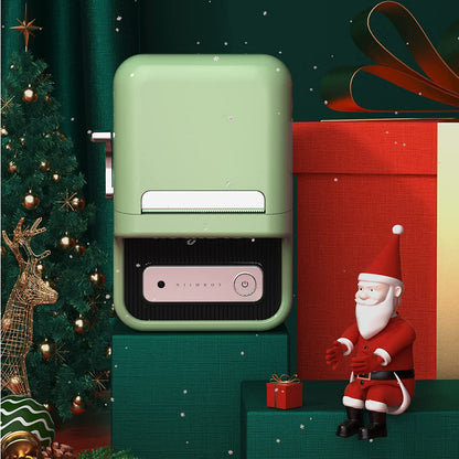 Imprimanta termica de etichete, Bluetooth, portabila, cu 1 rola etichete 50 x 30 mm, aspect vintage, verde, Deepin B21
