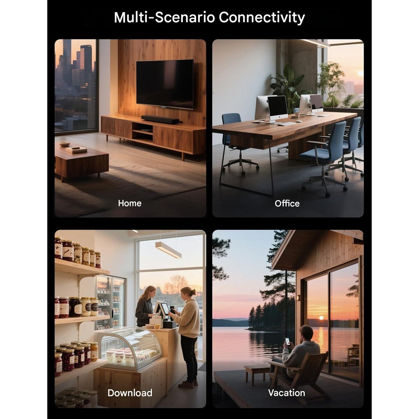Router 4G+ LTE Tenda 4G08, Dual-Band AC1200, Cat6 pana la 300 Mbps, Slot Nano SIM, 4 antene externe, porturi Gigabit LAN/WAN, MU-MIMO, Mesh WiFi+, OpenVPN, Plug & Play, control prin aplicatie, negru