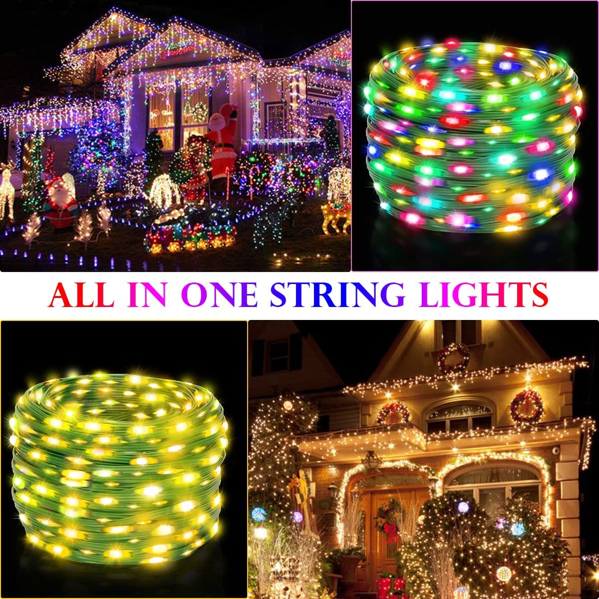 Ghirlanda luminoasa LED de 30 m cu panou solar, cu telecomanda, 8 moduri iluminare, impermeabila IP 65, lumina alba sau colorata, pentru decorare casa, gradina