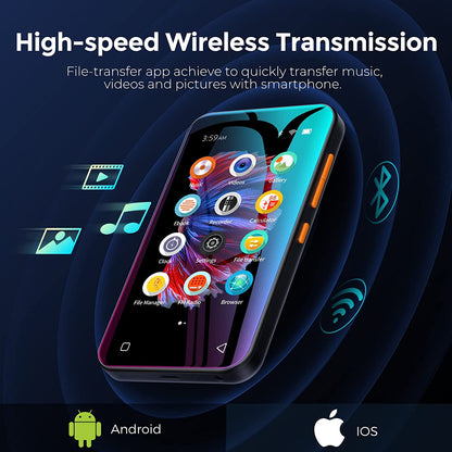 MP4 Player WiFi, cu ecran 4 inch, Bluetooth, full touchscreen, MP3 Player cu browser mini, difuzor, sunet HiFi, e-book, inregistrare radio si voce, suporta card pana la 512 GB