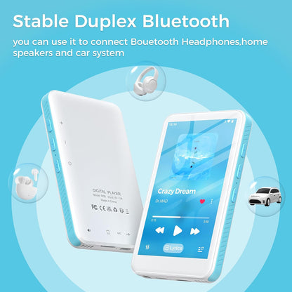 MP3 Player 160 GB cu Bluetooth 5.0, ecran 4 inch, full touchscreen – MP3/MP4 Player, Wi‑Fi Dual‑Band, Micro SD, Android 13, Suport Spotify, Audible, Play Store, Radio FM, extindere stocare pana la 1 TB