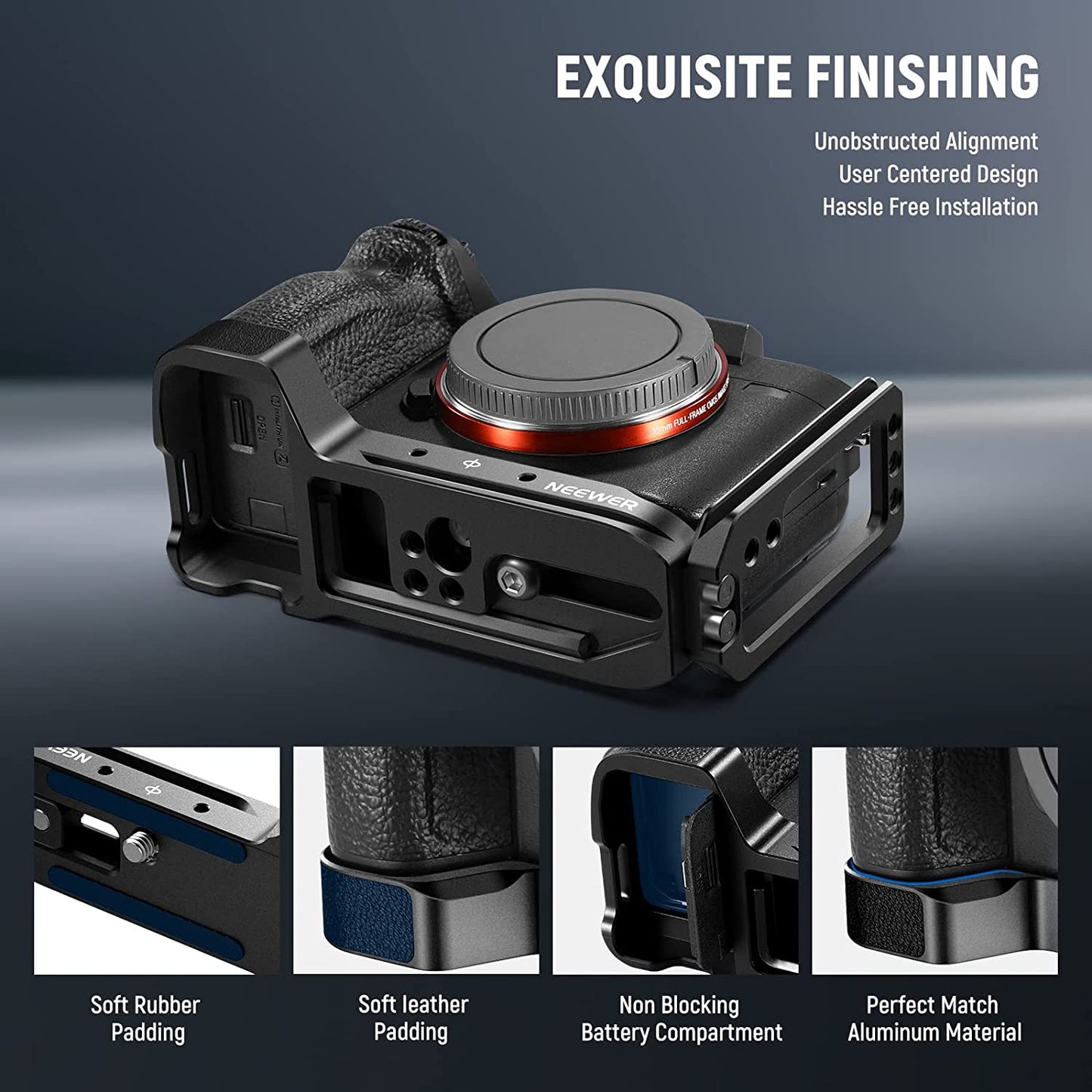 Placa de montare pentru camera Sony A7RIII A7III A9, din aluminiu, cu placa eliberare rapida stil Arca, pentru reglare orizontala si verticala, Neewer ‎45121600