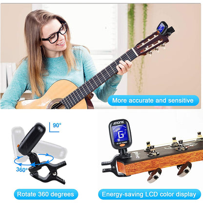Set accesorii chitara cu 66 de piese, cu acordor, capodastru, pene, corzi pentru chitara, pini, 5 protectii degete din silicon