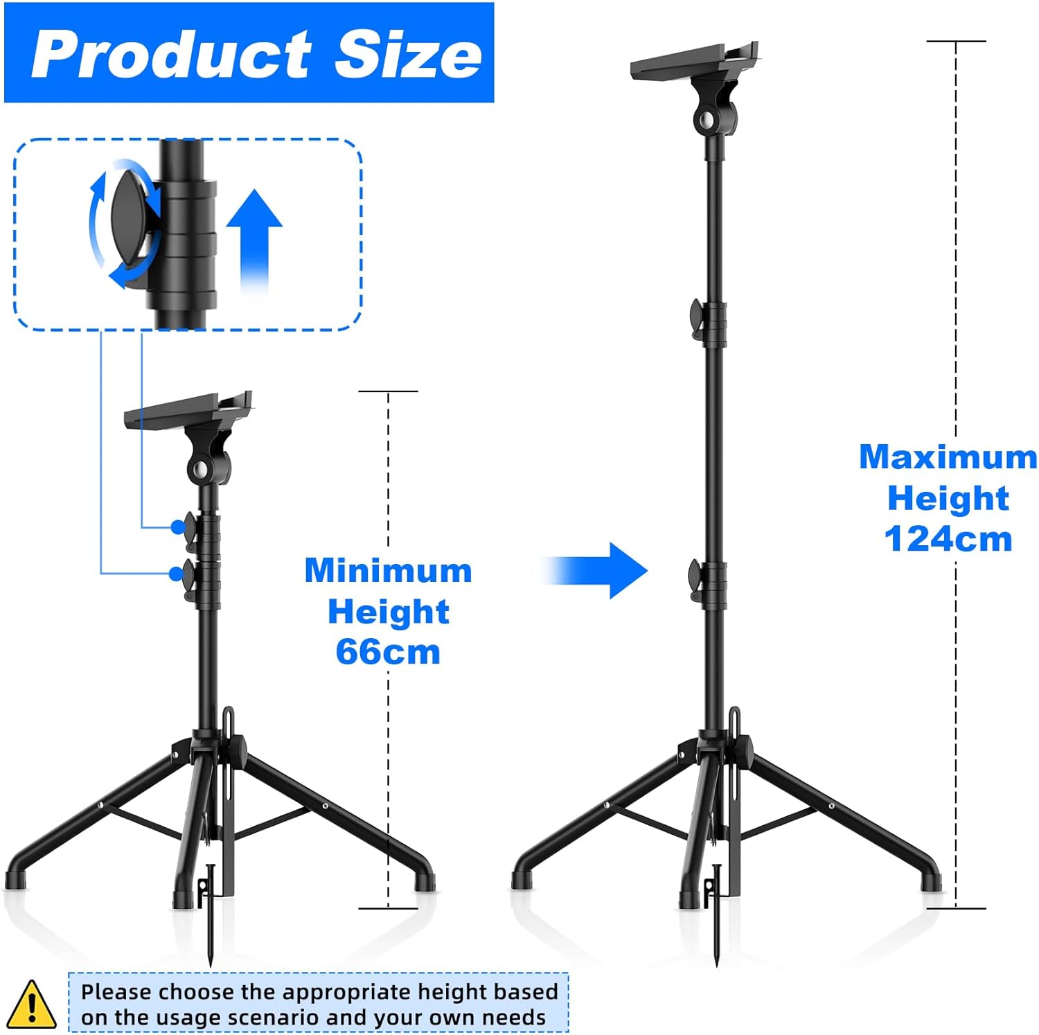 Suport trepied Starlink Mini, inaltime reglabila 66-124 cm, otel inoxidabil, ultra-stabil cu tarusi, portabil pentru camping, curte si calatorii, cu geanta de transport