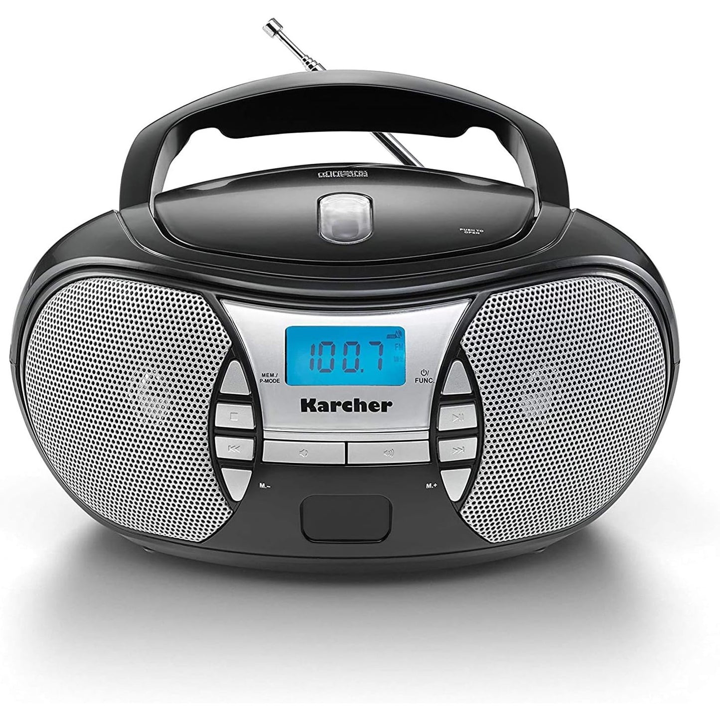 Radio portabil cu CD Player UKW/FM, AUX & Jack casti, alimentare pe baterii sau la retea – Sistem audio compact practic pentru acasa si calatorie, negru