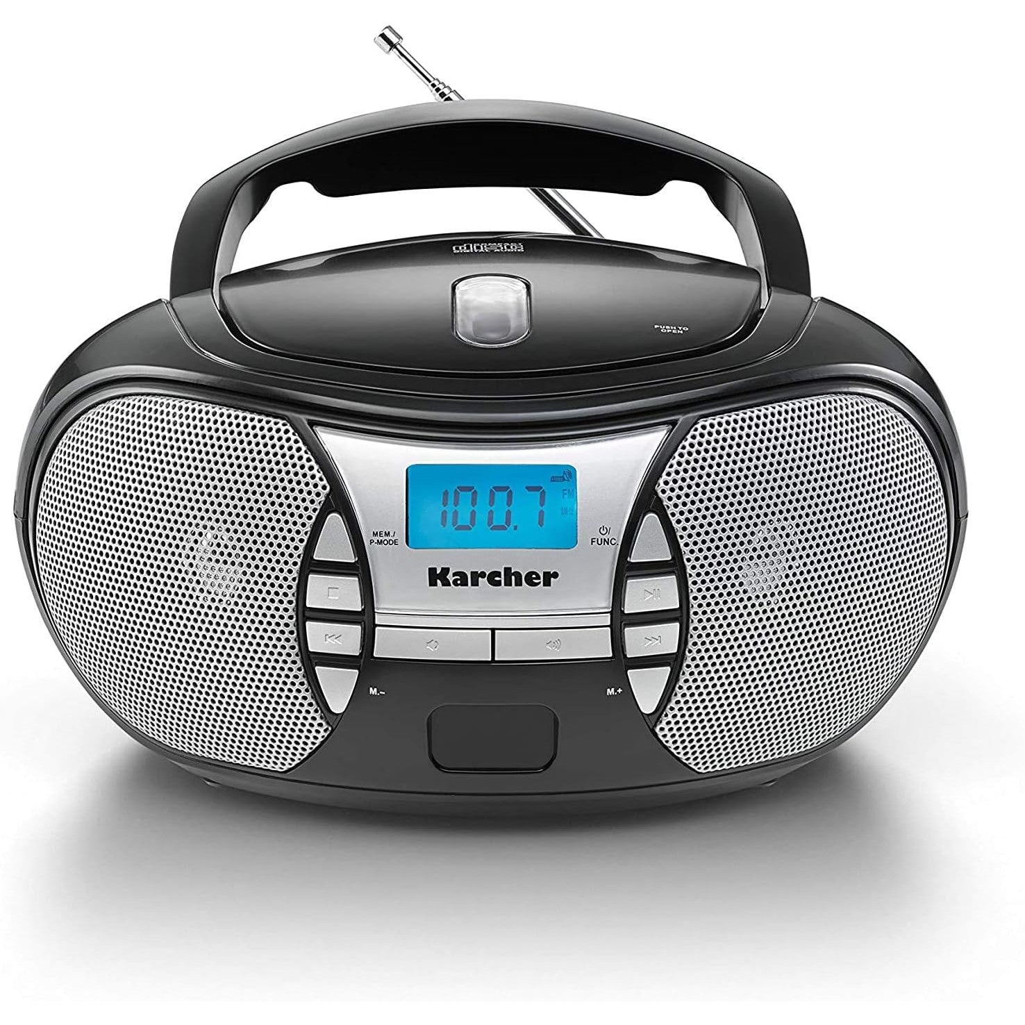 Radio portabil cu CD Player UKW/FM, AUX & Jack casti, alimentare pe baterii sau la retea – Sistem audio compact practic pentru acasa si calatorie, negru