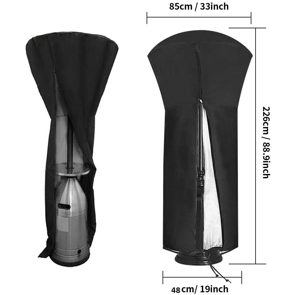 Husa de incalzitor pentru terasa, fabricata din poliester de inalta calitate 210D, impermeabila, rezistenta UV, 226 x 85 x 48 cm, negru
