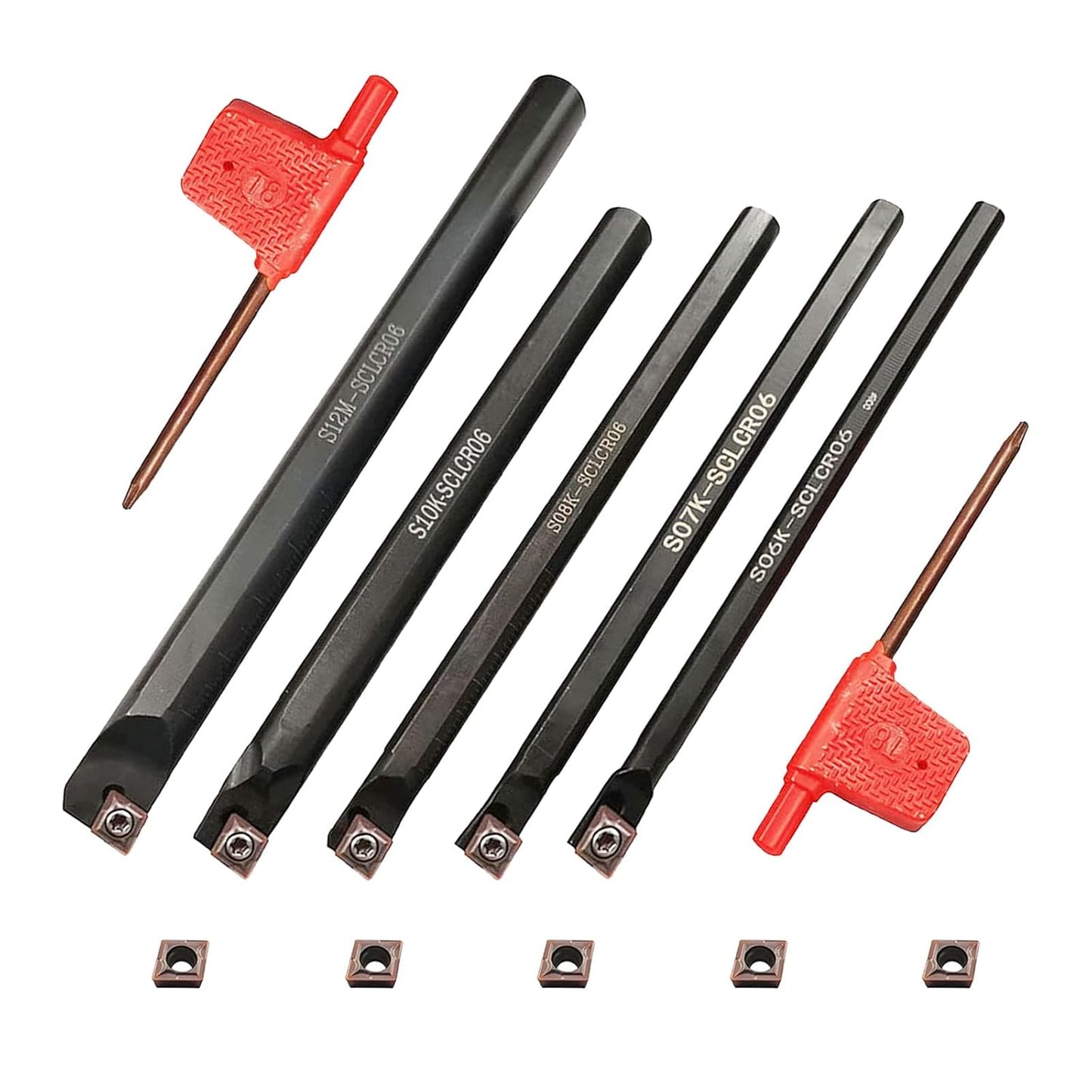 Set cutite de strung cu placute amovibile, instrumente cnc cu bara de 12mm/10mm/8mm/7mm/6mm si insertii de carbura, multifunctional