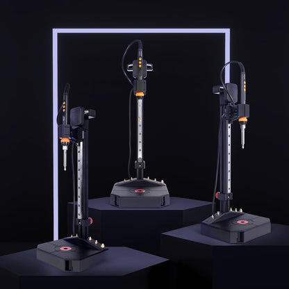 Instrument profesional de insertie termica PRO Heat Set 90W, kit complet topire insertii filetate, ghidaj liniar 210 mm, suport reglabil pe inaltime, afisaj digital 180-500°C, set 30 insertii M3 + 6 varfuri M2-M8, pentru imprimare 3D PLA/ABS/PETG