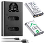 Set 2 acumulatori NP-BX1, 1300mAh, cu incarcator dublu cu LCD, pentru Sony ZV-1, Cyber-Shot DSC-RX100, DSC-RX100 II/III/M4/M5/M6/M7/I’/I’clo/VA, DSC-RX100M II, HDR-CX405