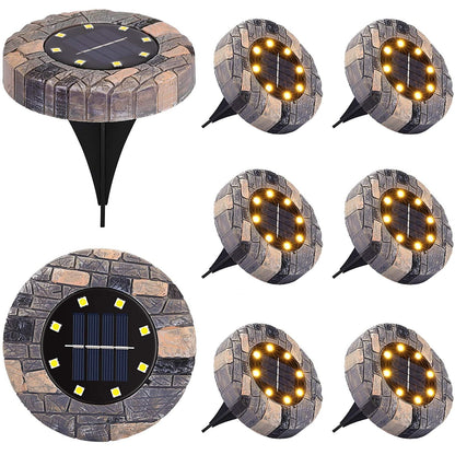 Pachet de 8 lampi solare pentru exterior, 8 LED-uri IP65, 600 mAh, pentru gradina, gazon, alee, curte