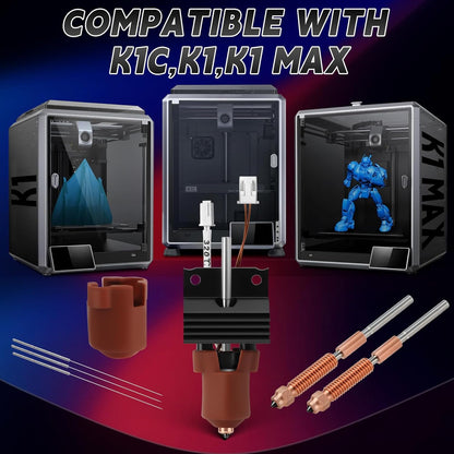 Set de 31 piese kit upgrade Hotend pentru imprimanta 3D Creality K1/K1 Max/K1C, bloc incalzire ceramic, duza 0, 4 mm, viteze pana la 600 mm/s, rezistent la temperaturi ridicate, instrumente curatare si accesorii
