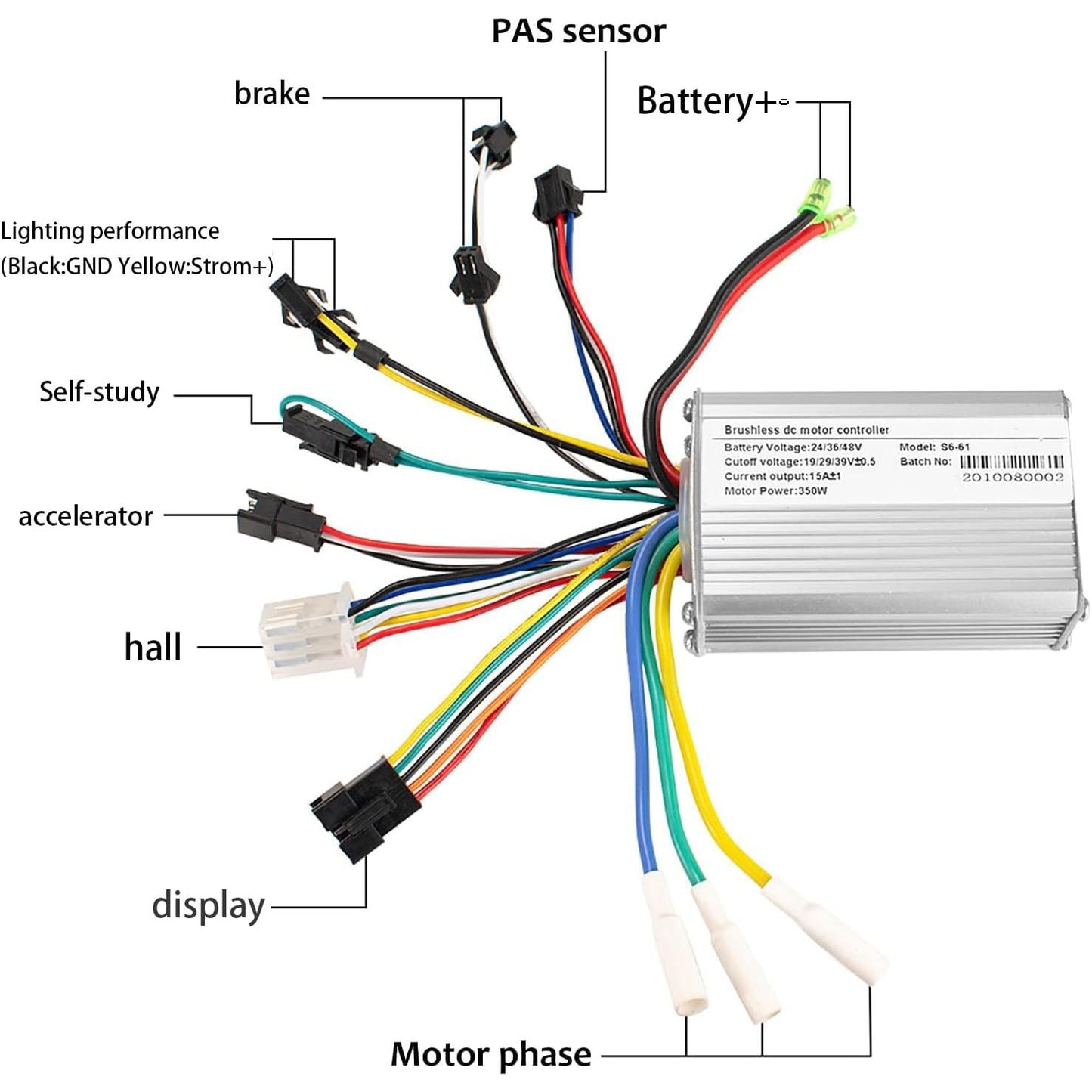 Controler universal pentru motor brushless 24-48V 350W 17A, fara perii, cu display LCD, impermeabil, pentru bicicleta electrica, scuter electric