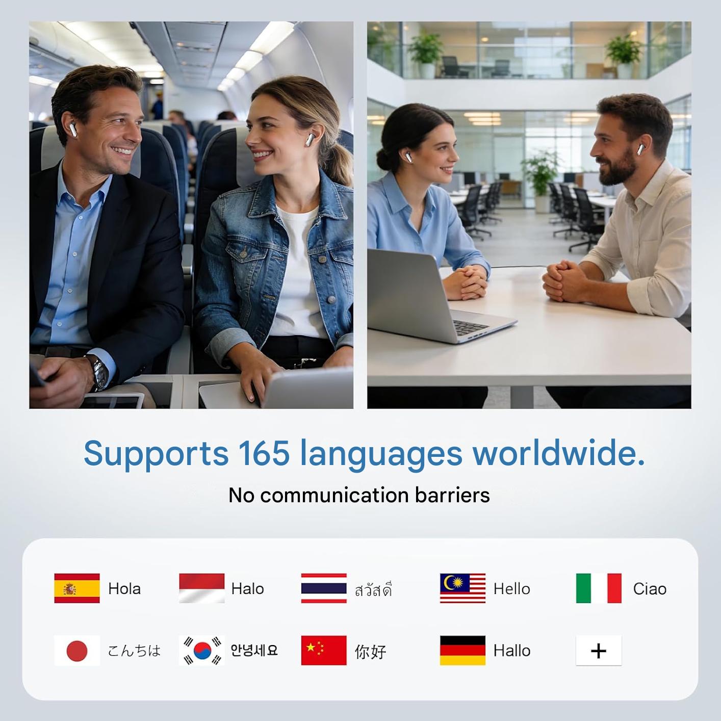 Casti cu traducere NE48 KI 3 in 1, Bluetooth 6.0, AI 165 limbi, 11 moduri traducere, IPX5, autonomie 48h, HiFi sunet, microfon ENC, ecran tactil LCD, traducator instant pentru calatorii si afaceri, aplicatie gratuita Auralntelli