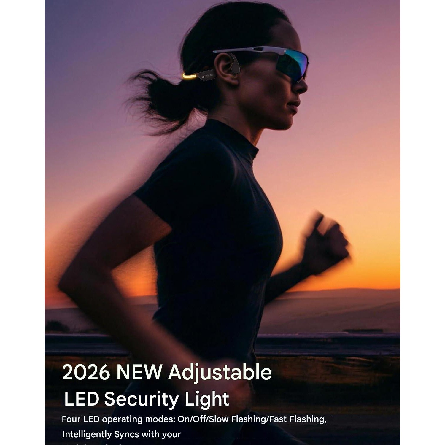 Casti Bluetooth 6.0 Bone Conduction cu LED, IP68 Waterproof, Wireless Open-Ear, microfon incorporat, autonomie lunga de 12 ore, conductie osoasa, pentru alergare, ciclism si fitness