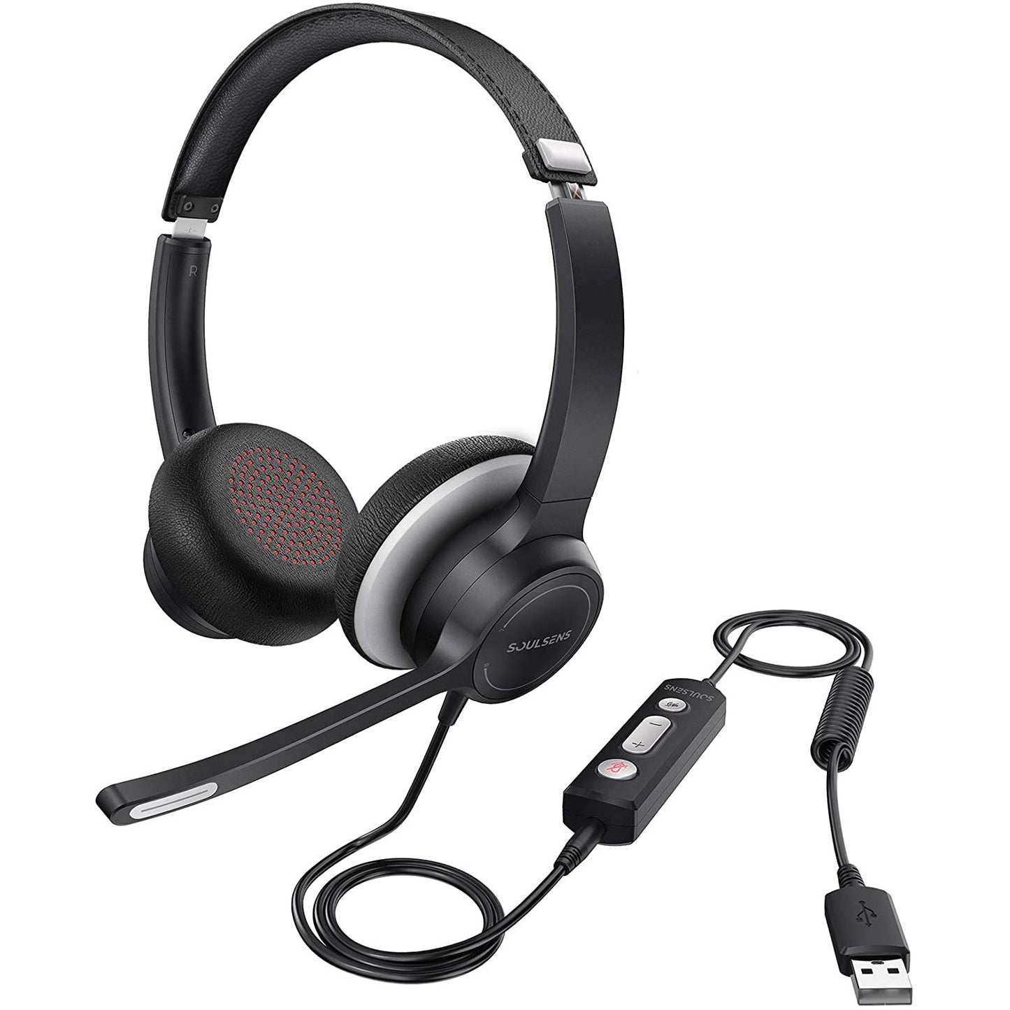 Casca call center USB Soulsens BH328A, microfon cu anulate a zgomotului, sunet clar, confortabile, 3.5 mm, pentru PC, telefon, apeluri Skype, videoconferinta