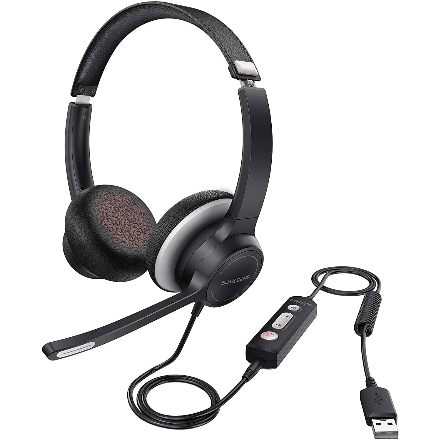 Casca call center USB Soulsens BH328A, microfon cu anulate a zgomotului, sunet clar, confortabile, 3.5 mm, pentru PC, telefon, apeluri Skype, videoconferinta
