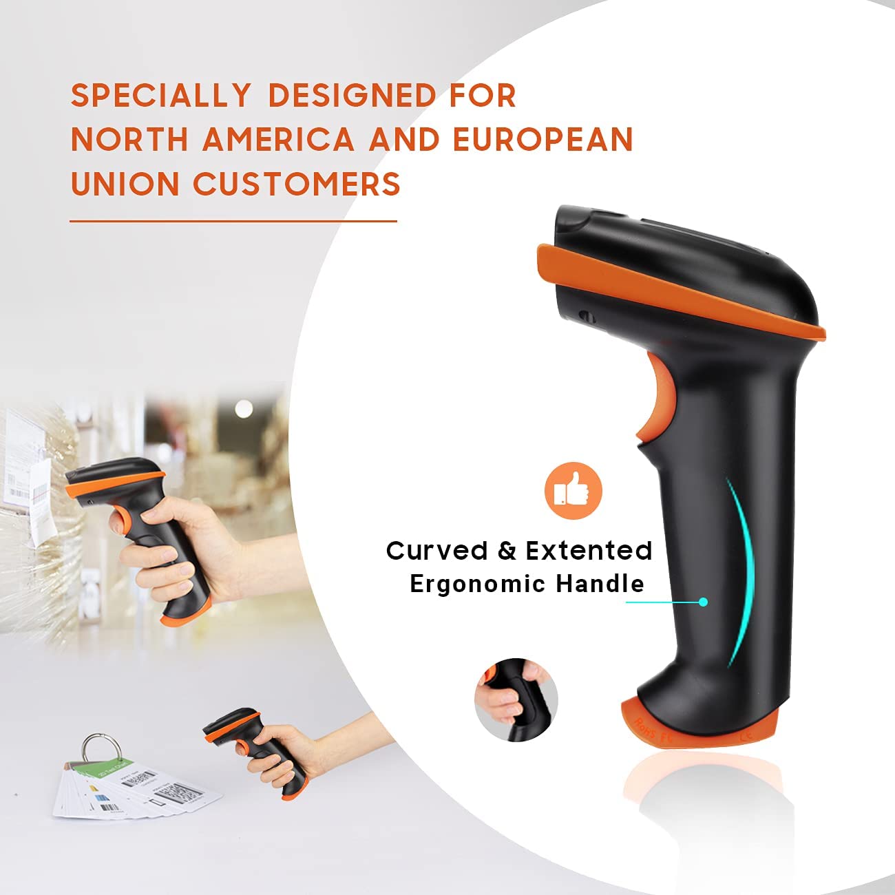 Cititor coduri de bare wireless Tera, fara fir 2,4 GHz sau cu fir USB 2.0, portabil, 100 m raza de actiune, 1D 2D QR