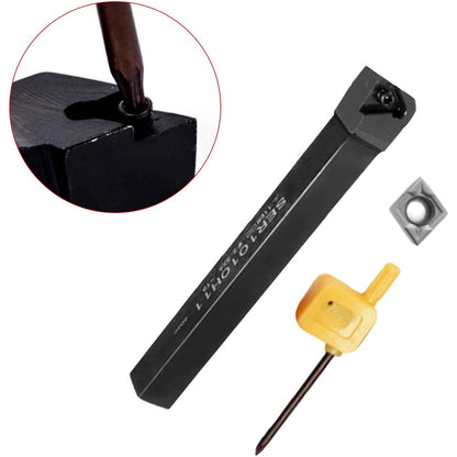 Set cutite de strung cu placute amovibile, 7 piese de strunjit de 10 mm cu bara de gaurit, unelte de strunjit cu insertii de carbura, 21 de piese