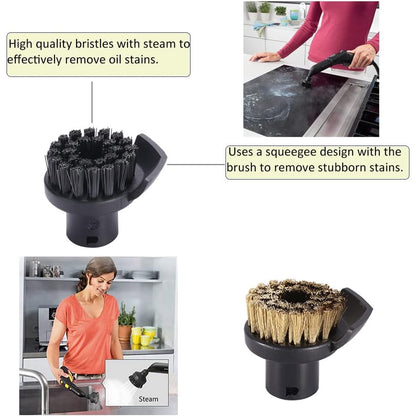 Set perii rotunde pentru aparatul de curatat cu abur Karcher Easyfix SC1 SC2 SC3 SC4 SC5, cu perii de sarma, perii din nylon, duze si adaptor, multifunctionale