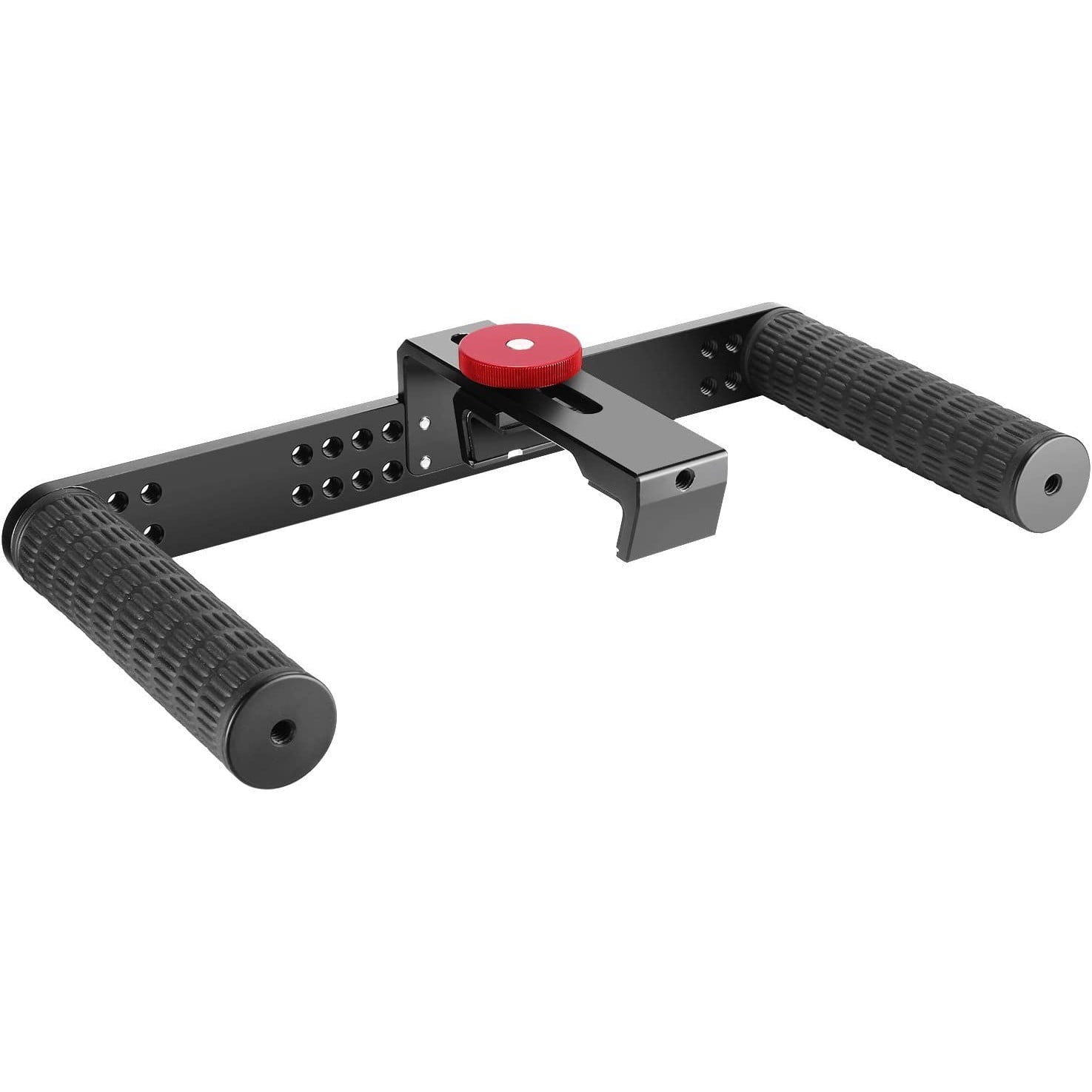 Cadru video rig pentru smartphone, cu 2 manere, 2 cold shoe mount, multiple fileturi 1/4, compatibil cu telefon cu latime pana in 9.4 cm