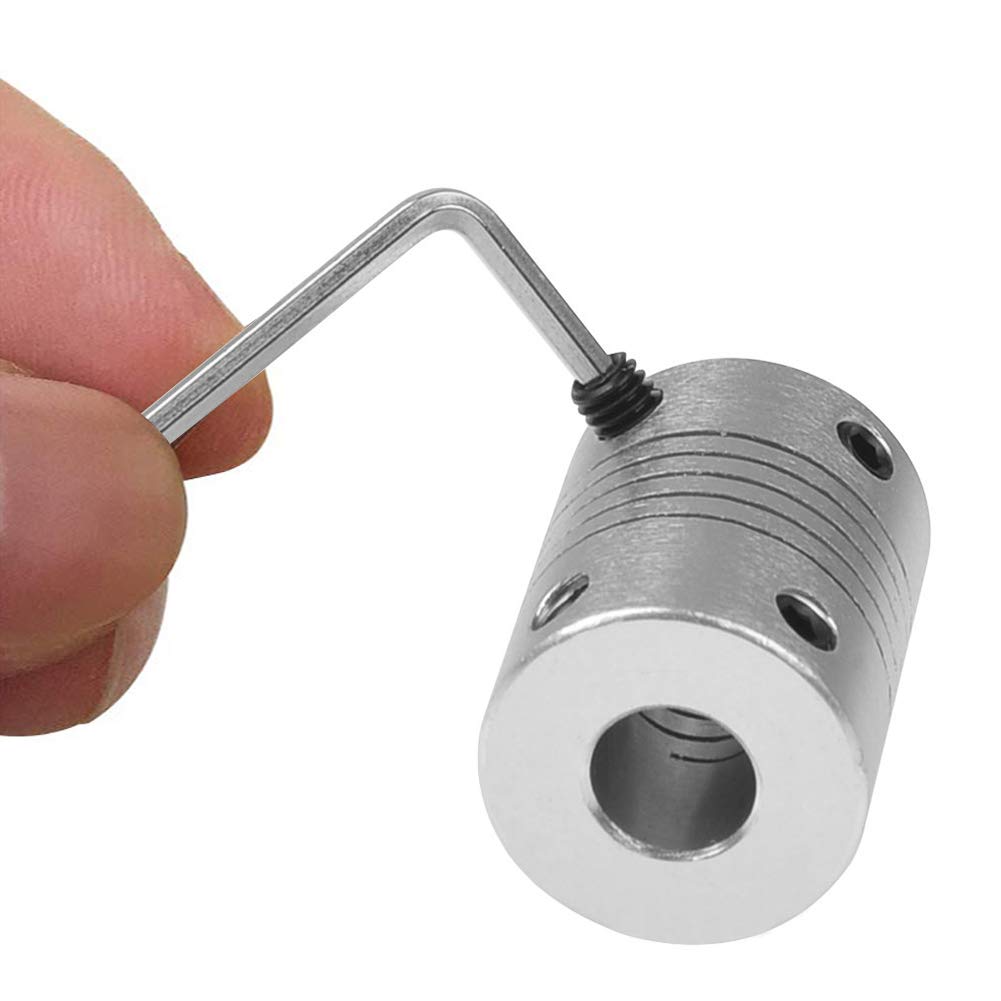 Set de 10 cuplaje flexibile NEMA 17, aliaj aluminiu, 5 mm la 8 mm, lungime 25 mm, diametru 19 mm, pentru motoare pas cu pas, imprimante 3D RepRap si masini CNC, include cheie hexagonala