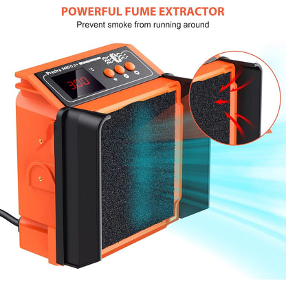 Statie de lipit 2 in 1 cu Extractor fum, Afisaj LCD, 200-480°C, Letcon, 8 filtre cu carbon activ, 5 capuri lipire, 2 cleme de fixare, Mod standby, Preciva 948DQ-I