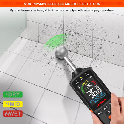 Umidometru, detector de umiditate digital cu ecran LCD, alerta sonora si lanterna LED, 5-40 mm adancime detectare, cu baterii, pentru perete, zidarie, lemn, tencuiala